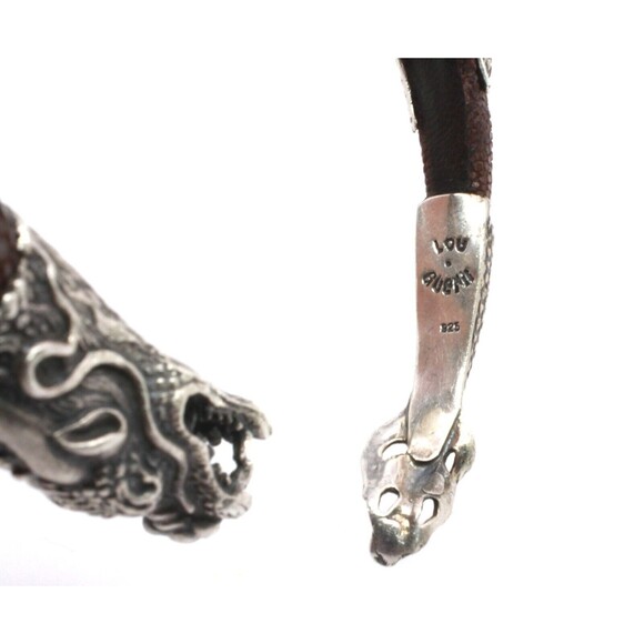 Lou Guerein Silver 925 Dragon and Stingray Skin Cuff Bracelet Bangle - Picture 6 of 6